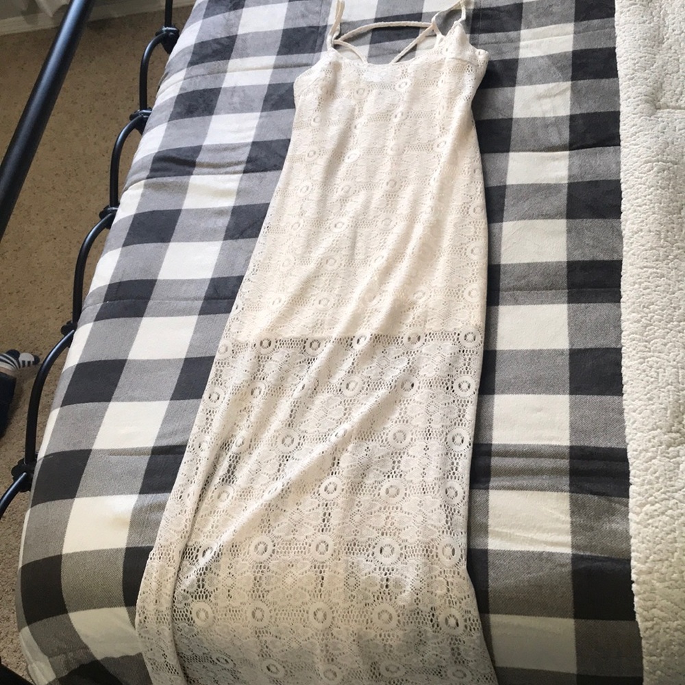 Ivory mesh maxi dress